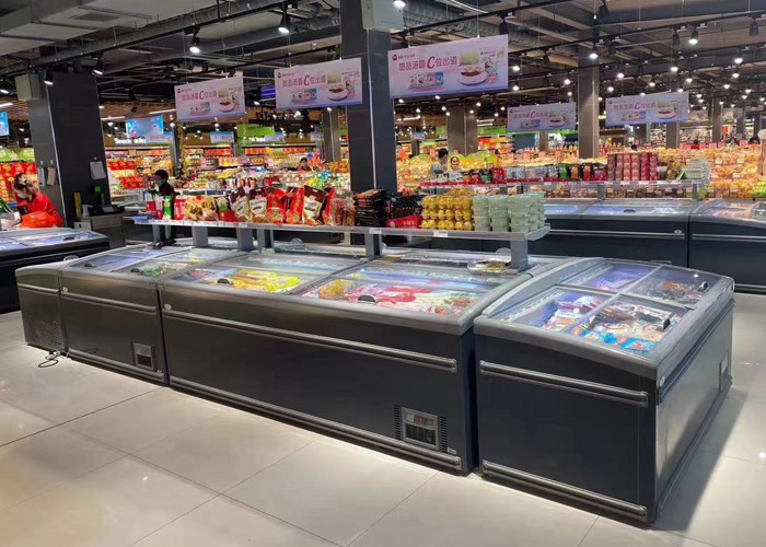Supermarket Glass Door Chest Deep Freezer Food Display Merchandise Refrigerator 1040L