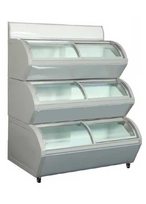 3 Layers Glass Door Deep Freezer Automatic Defrost Ice Cream Display ...