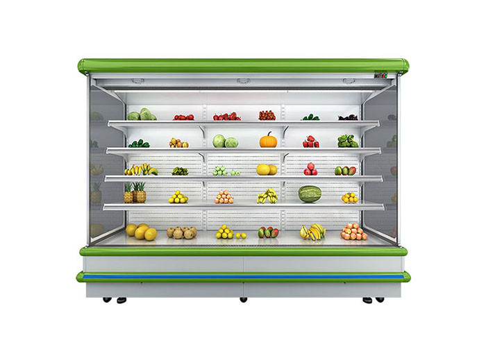 Convenience Store Commercial Double Air Curtain Vertical Open Showcase Chiller For Supermarket