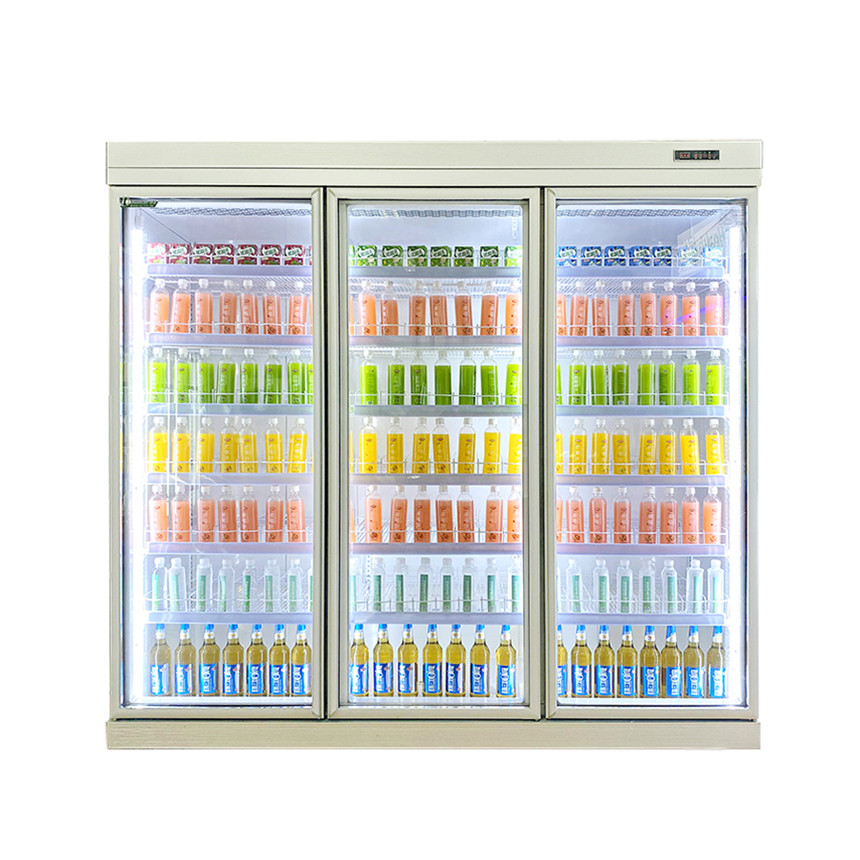 Cold Storage Display Unit Adjustable Shelf Glass Door Beverage Cooler For Supermarket Cold ...
