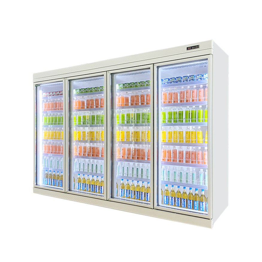 Beverage Cooler Glass Door Upright Showcase Freezer Supermarket Refrigerator