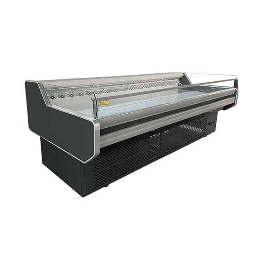 Hypermarket Refrigeration Open Type Counter 2.5M Fresh Meat Display Freezer