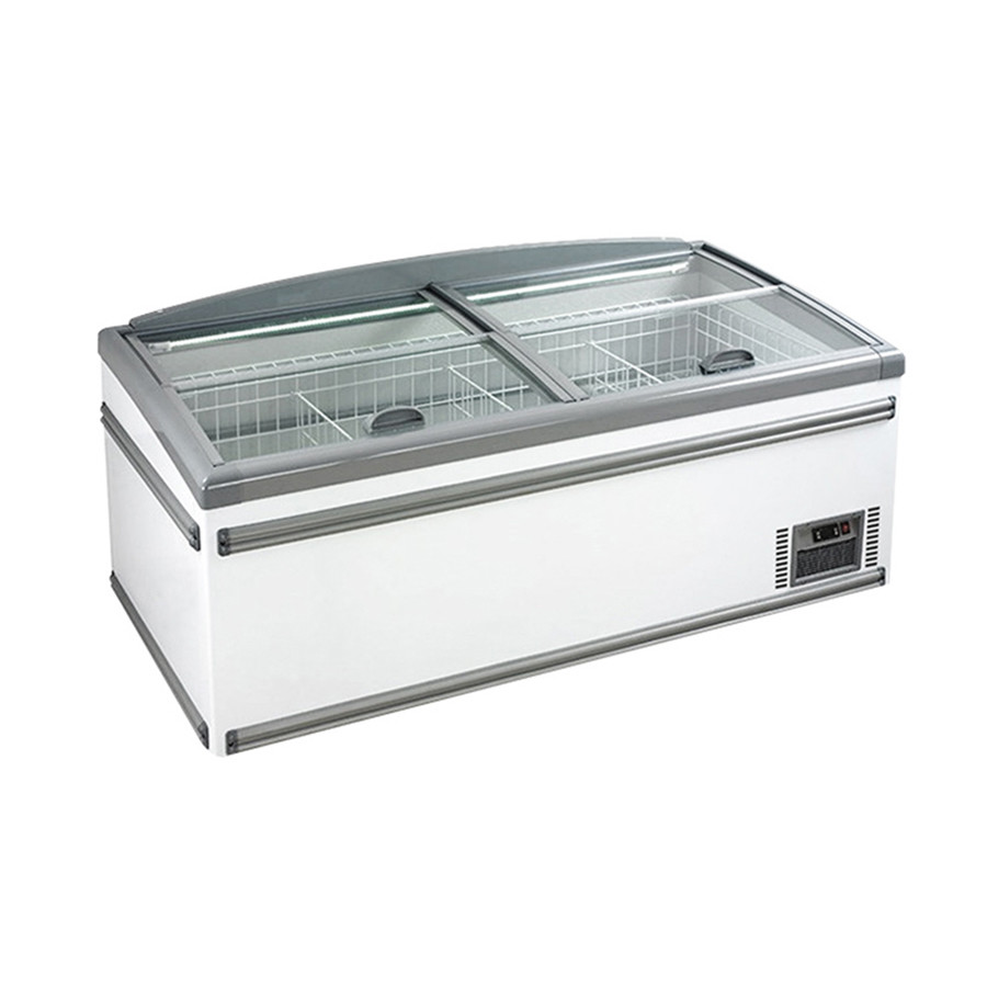 Big Capacity Supermarket Island Freezer With Coated Finish And R290 Refrigerant