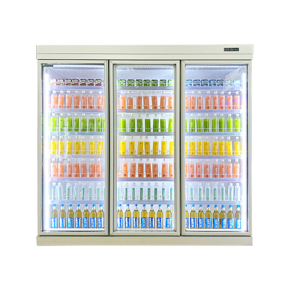 Upright Glass Door Display Freezer Supermarket Commercial Refrigerator