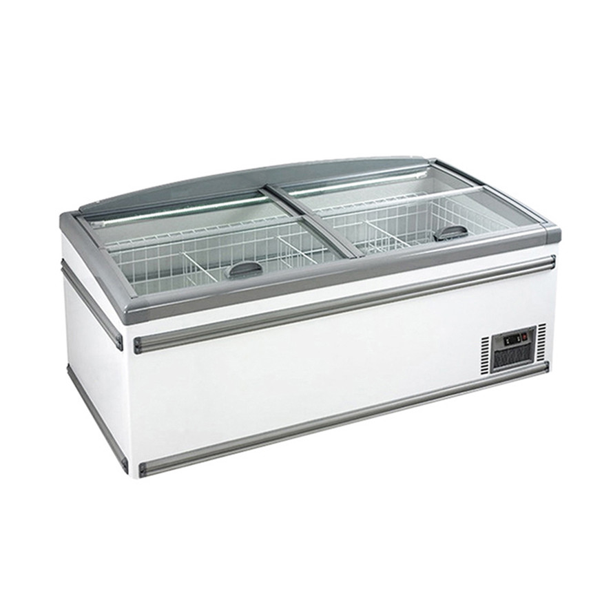 Open Top Plug In Compressor Danfoss Supermarket Island Freezer Commercial Refrigerator