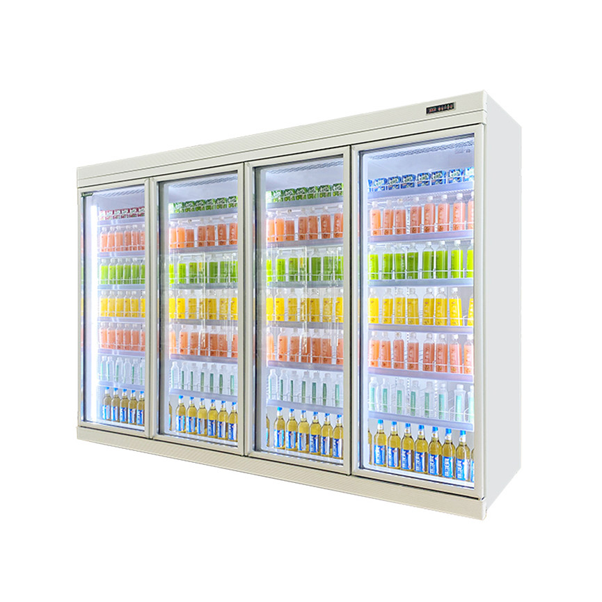 5 Layers Adjustable Shelf Glass Door Beverage Chiller With R22 Panasonic Compressor