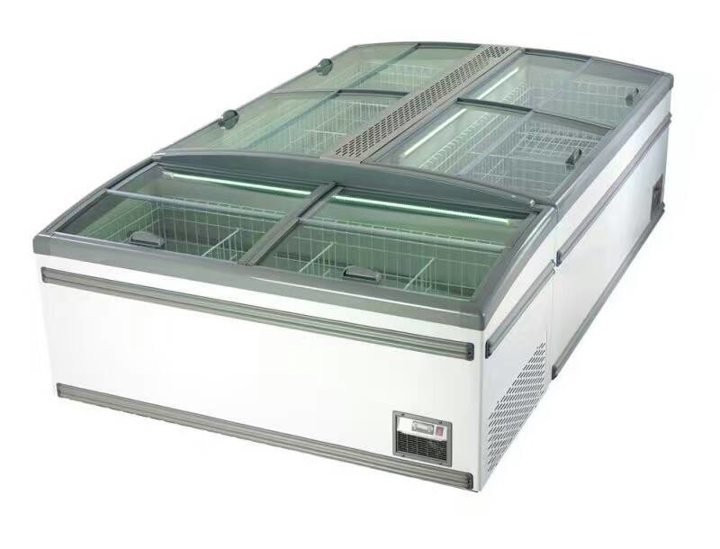 Supermarket Sliding Glass Door Island Freezer For Frozen Food Free Combination