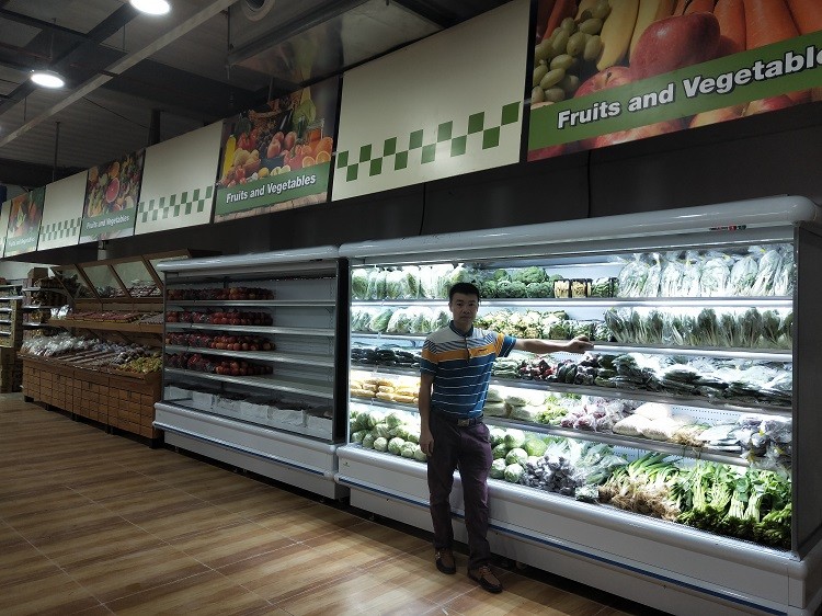 Supermarket Luxury Multideck Open Chiller Fan Cooling Customized Length