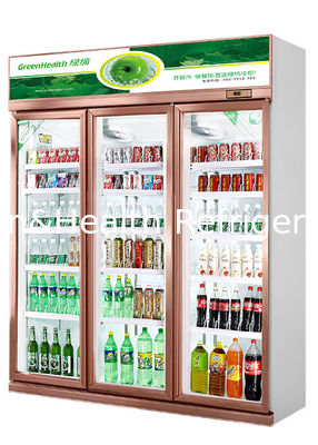 Retail Commercial Beverage Display Refrigerator With 3 Glass Doors