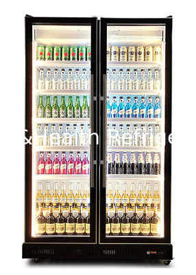 1200L Commercial Display Freezer Five Layer Black Swing Glass Door Beer Refrigerator 2 To 10 Degree