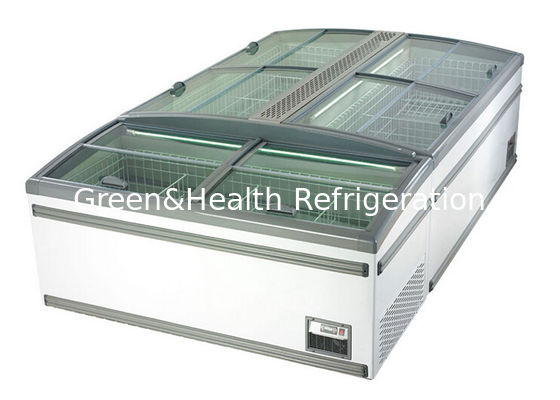 Large Supermarket Island Freezer / -22 degree Plug In Glass Door Frost Free Chest Freezer