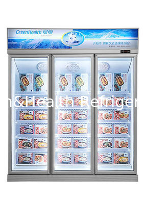 Frozen Food Supermarket Glass Door Freezer Vertical With LED Light