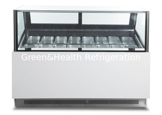 Square Glass -22 Degree Ice Cream Display Showcase 16 Flavors For Gelato