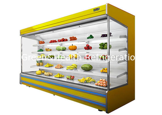 Low Noise Store Vegetable Multideck Open Chiller With Glass Door Easy Moving Wheel