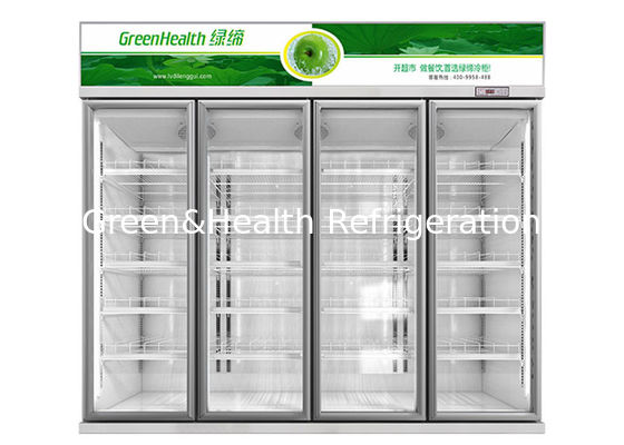 1260W Commercial Beverage Cooler , 4 Glass Door Upright Milk Beverage Display Chiller
