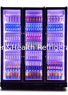 Vertical Black Glass Door Beer Display Fridges With Fan Cooling System