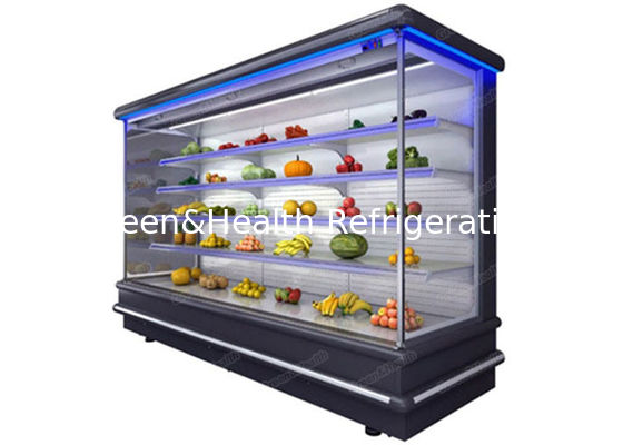 4 Shelves Supermarket Multideck Open Chiller For Vegetables Fruit Meat Display