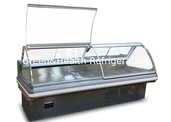 curved Glass Dishes Showcase Deli Display Refrigerator With Digital Elitech Thermostat