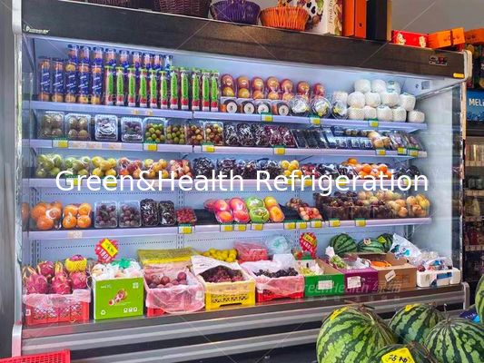 Large Capacity Multideck Open Chiller with Fan Cooling and Remote System for Fresh Produce Display