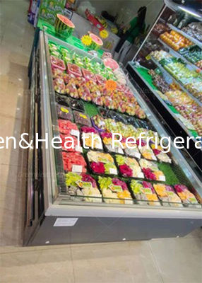 Fruit Vegetable Open Display Cooler Stainless Steel Supermarket Island Freezer