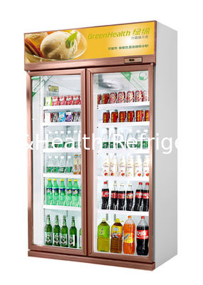 Air Cooling Glass Door Beverage Cooler Supermarket Refrigerator 5 Layers