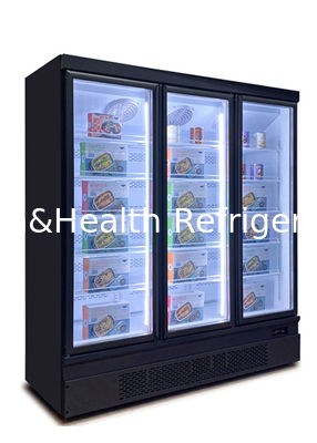 Rapid Frozen Glass Doors Upright Commercial Freezer Display For Supermarket