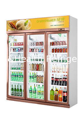 Customized 1 2 3 Glass Doors Chiller For Displays No Fog Cold Drink Commercial Fridge