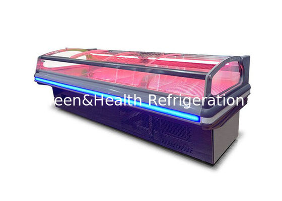 Flat Top Open Seafood Display Fridge Dynamic Cooling Meat Freezer