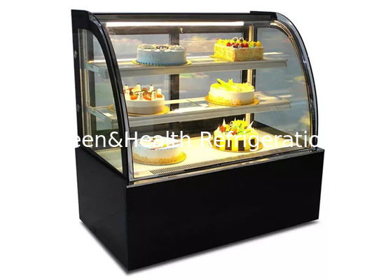 Curved Glss Door Built In Heating Wire Bakery Display Showcase With Marble Stainless Steel Base