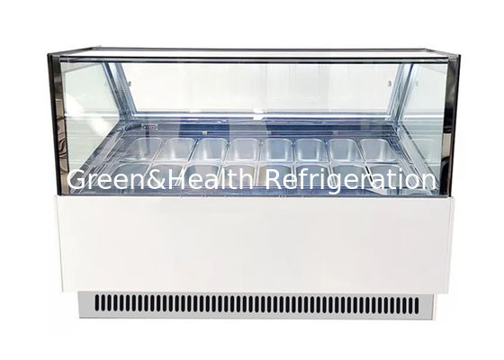 Square Glass 16 Trays Gelato Display Case Ice Cream Dipping Freezer