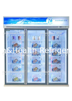 LED Light Commercial Upright Freezer Glass Door With Cubigel Compressor