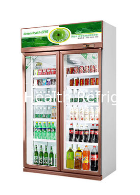 Champagne Supermarket Display Fridge Glass Door Beverage Showcase Cooler