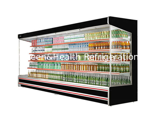 Large Capacity Supermarket Black Multideck Open Chiller With LED Auto Defrost