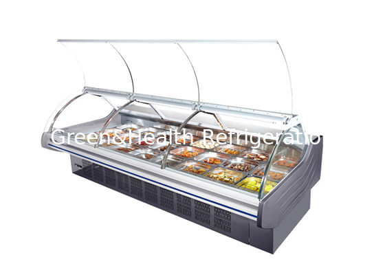 Front Flip Door Meat Display Chiller Refrigerated Hot Deli Showcase 232L