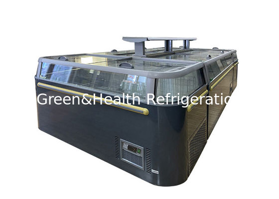 -18~-22℃ Commercial Supermarket Island Freezer Sliding Glass Door Frozen Island Combine Freezer