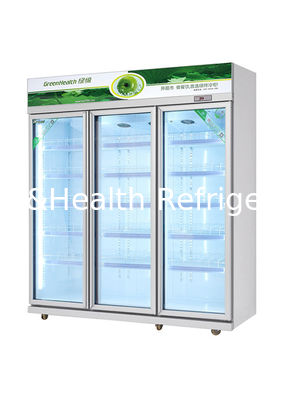 3 Glass Doors Beverage Display Fridge Drinks Cooler With Adjustable Shelves