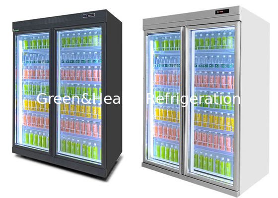 1463L Commercial Display Freezer Supermarket Equipment 2 Glass Door For Drink Deli