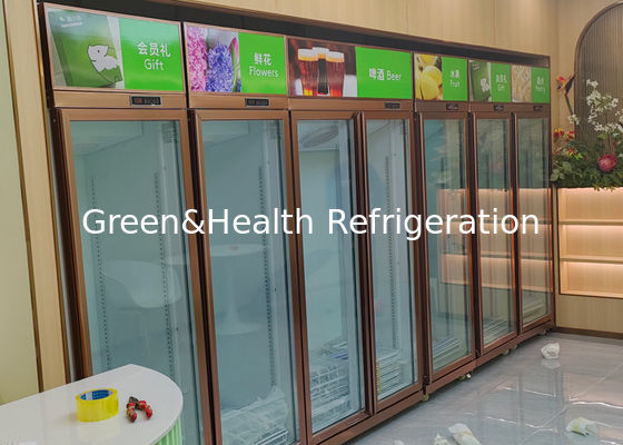 Supermarket Glass Door Upright Display Fridge Beverage Refrigerator 452L