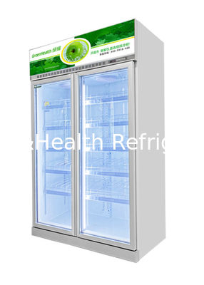 R290 2 Glass Door Upright Display Fridge Refrigerator Energy Save Inverter Compressor
