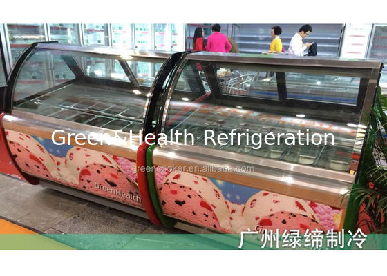 1880W 20 Pans Ice Cream Display Freezer Ice Popsicle Refrigerator Chest Showcase