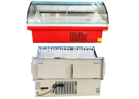 R404a 2M Deli Display Refrigerator Curved Glass Meat Showcase