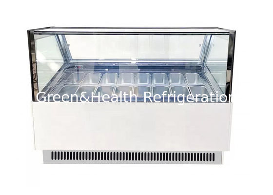 White Color Gelato Patisserie Ice Cream Display Freezer 16 18 Pans