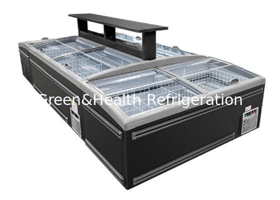Chest Deep Commercial Island Freezer Supermarket Refrigeration Direct Cooling