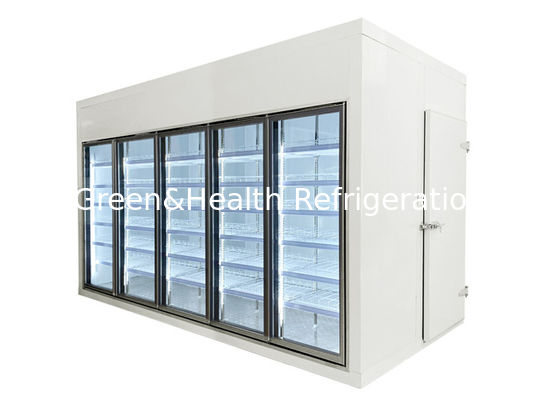 8500L Walk In Cooler Blast Freezer Supermarket Refrigeration With Glass Door