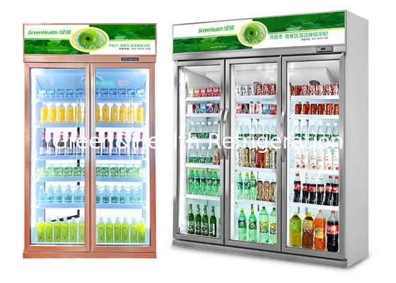 Commercial Upright Beer Cooler Double Glass Doors Cold Coke Display Fridge