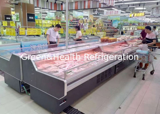 Large Fresh Meat Display Cooler For Supermarket Food Showcase