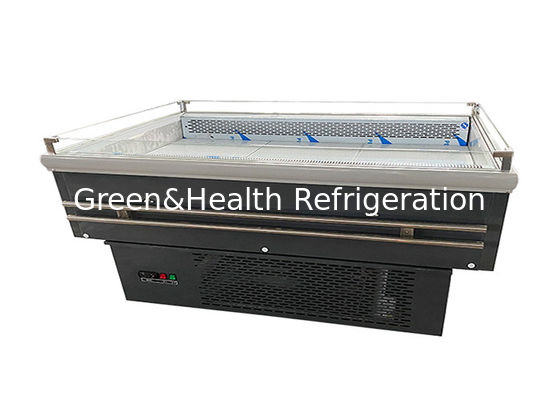 Static Cooling Supermarket Island Freezer Square Glass Door Fruits And Vegetables  Refrigerator