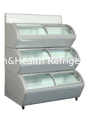 3 Layers Glass Door Deep Freezer Automatic Defrost Ice Cream Display Showcase