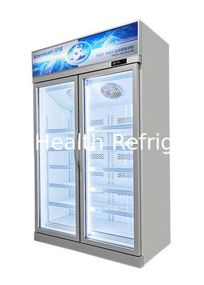 Commercial Silvery Glass Door Upright Deep Freezer Refrigeration Equipment Display
