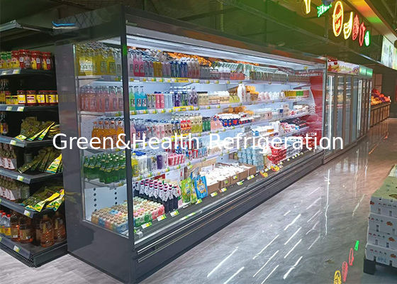 Painting Steel Remote System Multideck Open Chiller Vegetable Drink Display Fridge